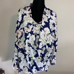 Navy floral faux wrap